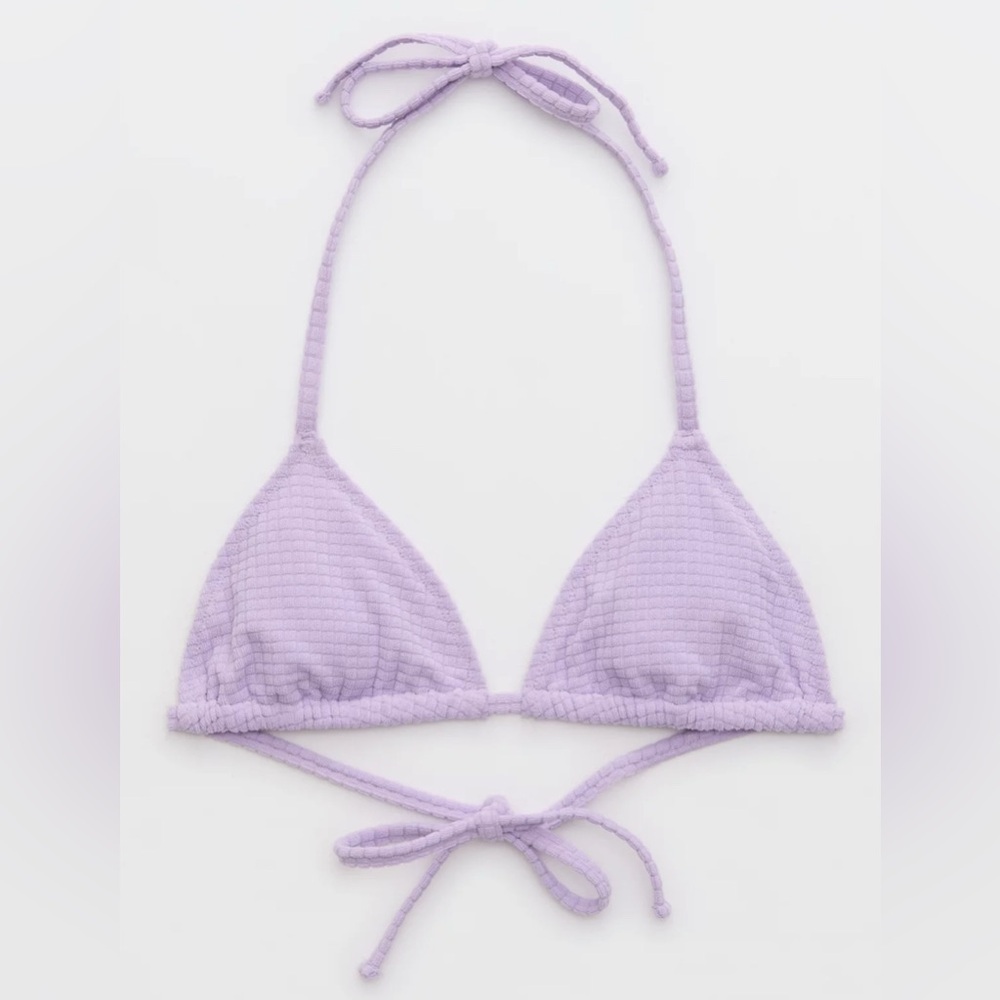 NWT Aerie Terry String Triangle Bikini Top in Purple Wash - Size XXS